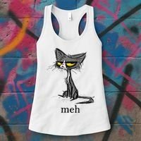 Funny Meh Cat Gift For Cat Lovers Women's Tank Top thumb 3