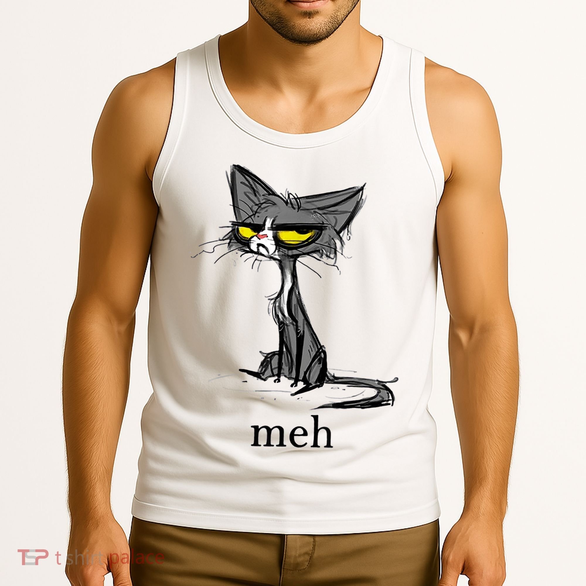 Funny Meh Cat Gift For Cat Lovers Tank Top