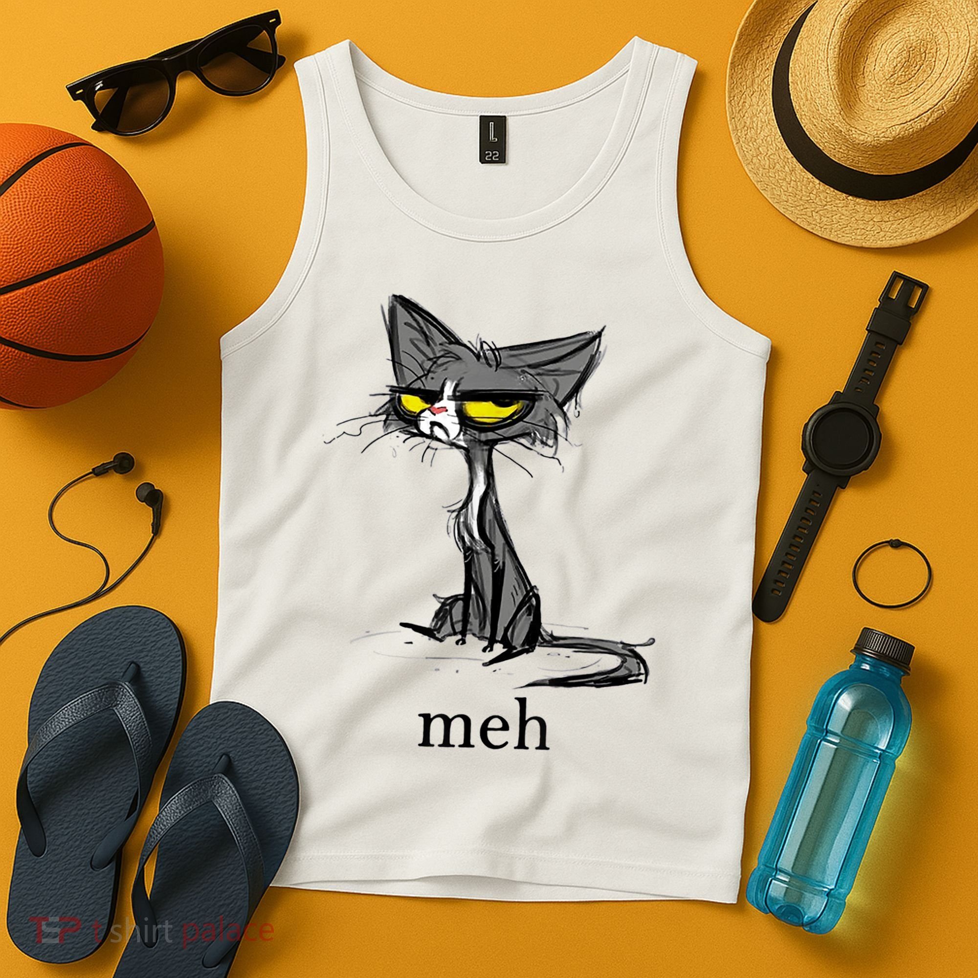 Funny Meh Cat Gift For Cat Lovers Tank Top