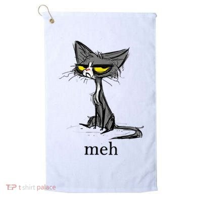 Funny Meh Cat Gift For Cat Lovers Golf Towel