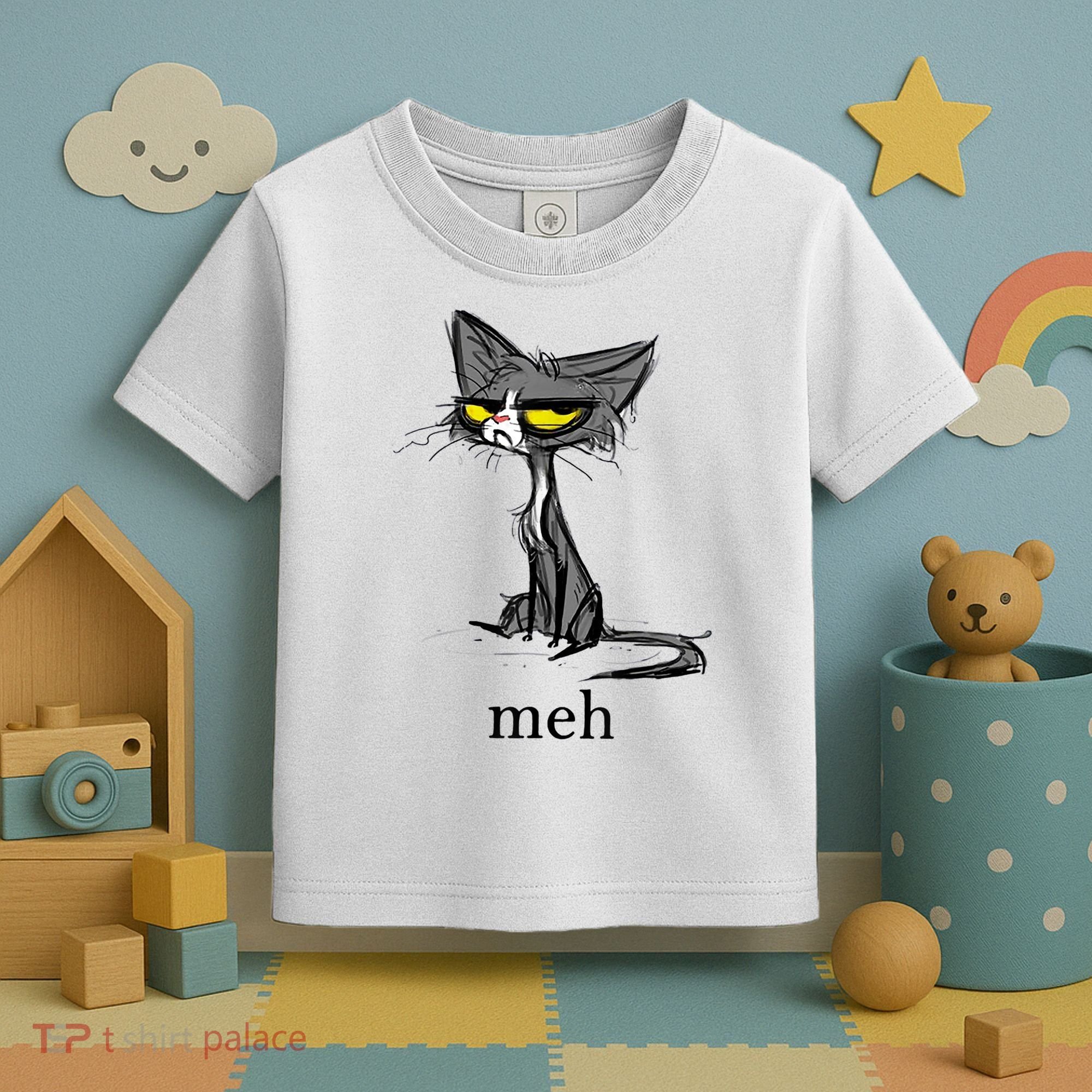 Funny Meh Cat Gift For Cat Lovers Toddler T-Shirt