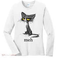 Funny Meh Cat Gift For Cat Lovers Women's Long Sleeve Shirt thumb 0