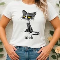 Funny Meh Cat Gift For Cat Lovers Women's T-Shirt thumb 2