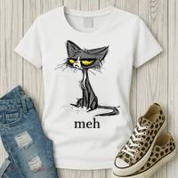 Funny Meh Cat Gift For Cat Lovers Women's T-Shirt thumb 3