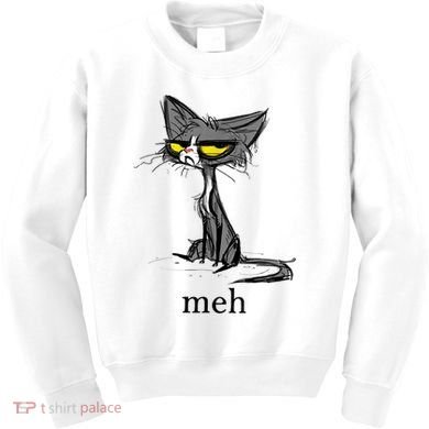 Funny Meh Cat Gift For Cat Lovers Kids Sweatshirt