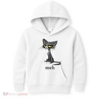 Funny Meh Cat Gift For Cat Lovers Kids Hoodie thumb 0