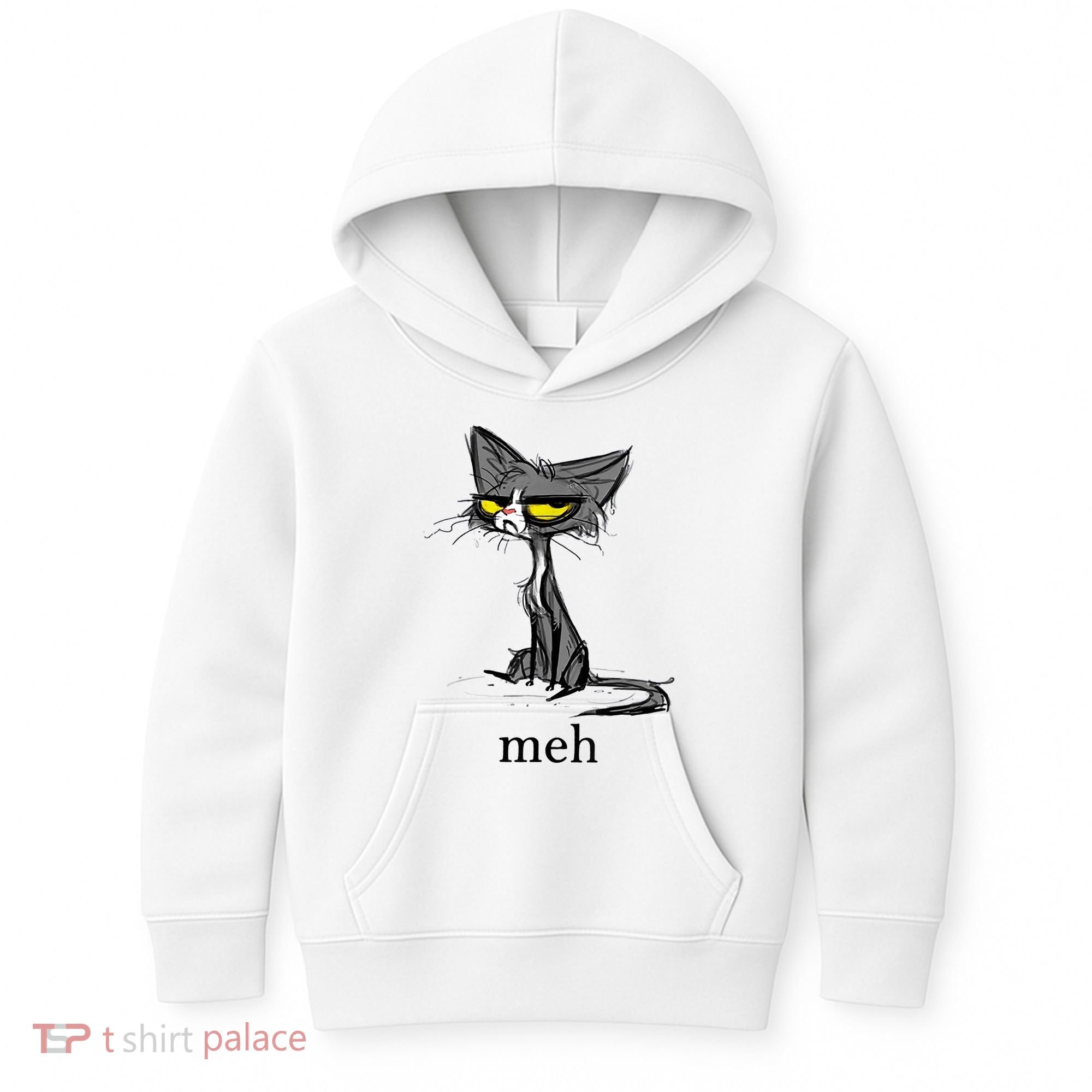 Funny Meh Cat Gift For Cat Lovers Kids Hoodie