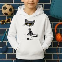 Funny Meh Cat Gift For Cat Lovers Kids Hoodie thumb 2