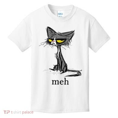 Funny Meh Cat Gift For Cat Lovers Kids T-Shirt