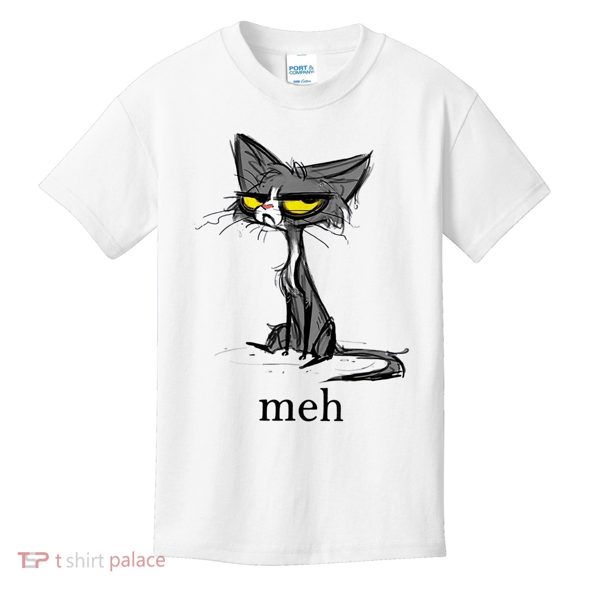 Funny Meh Cat Gift For Cat Lovers Kids T-Shirt