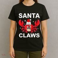 Funny Merry Christmas Santa Claw Crab Crustacean Claus Xmas T-Shirt thumb 4