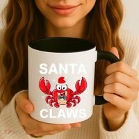 Funny Merry Christmas Santa Claw Crab Crustacean Claus Xmas Coffee Mug thumb 3
