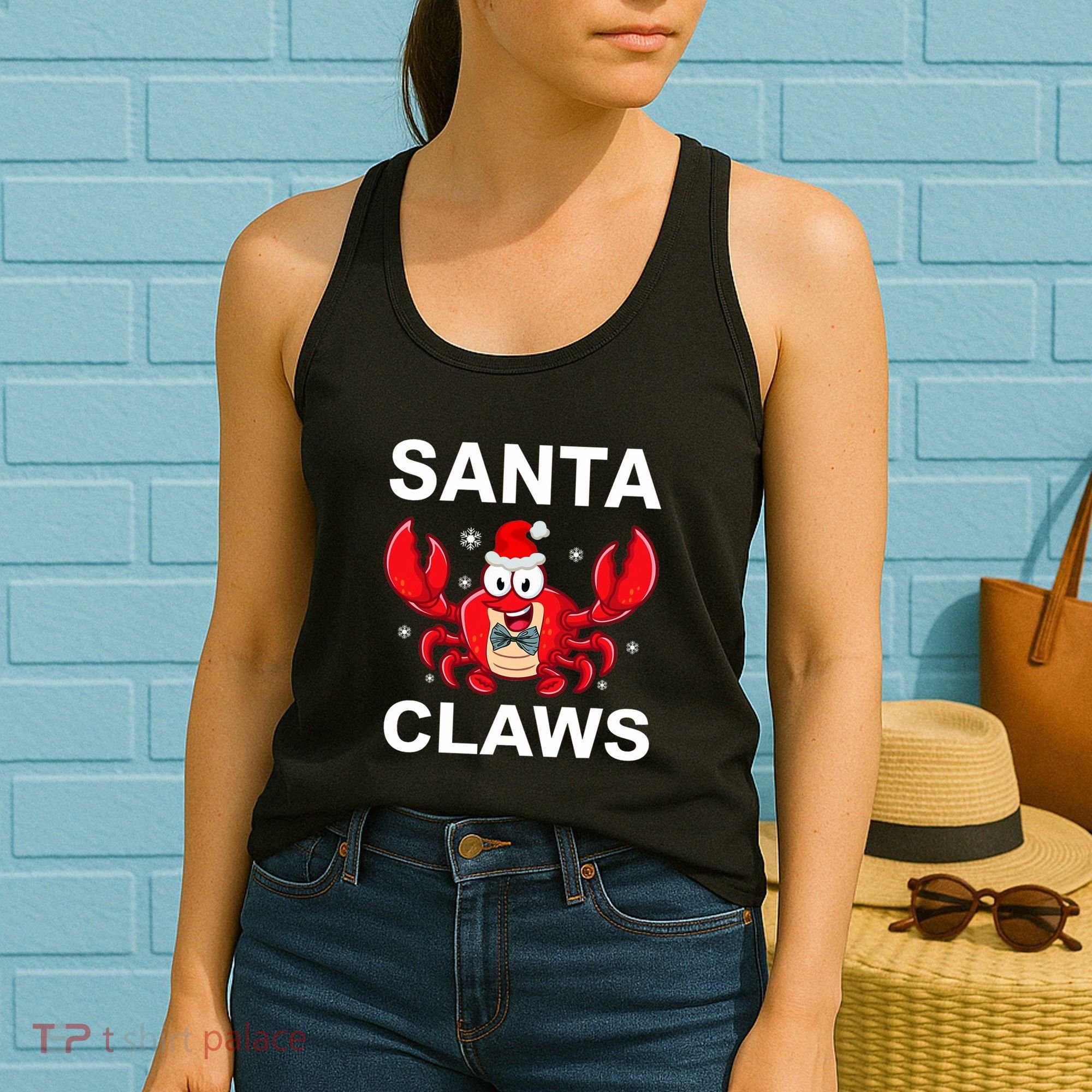 Funny Merry Christmas Santa Claw Crab Crustacean Claus Xmas Women's Tank Top