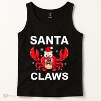 Funny Merry Christmas Santa Claw Crab Crustacean Claus Xmas Tank Top thumb 2