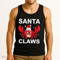 Funny Merry Christmas Santa Claw Crab Crustacean Claus Xmas Tank Top thumb 3