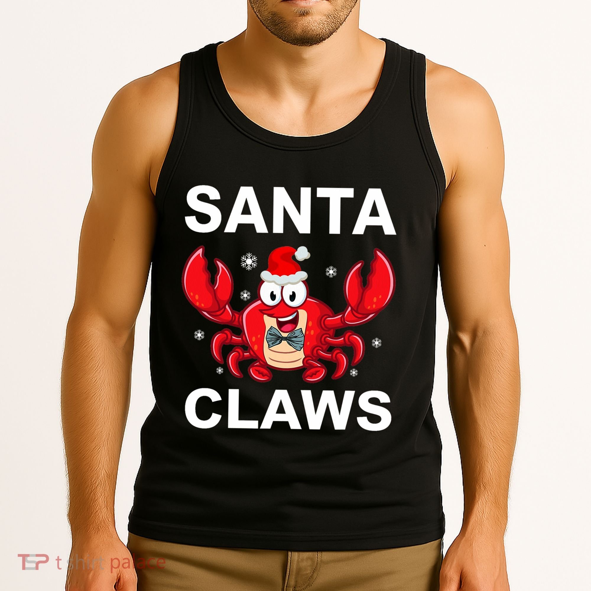 Funny Merry Christmas Santa Claw Crab Crustacean Claus Xmas Tank Top