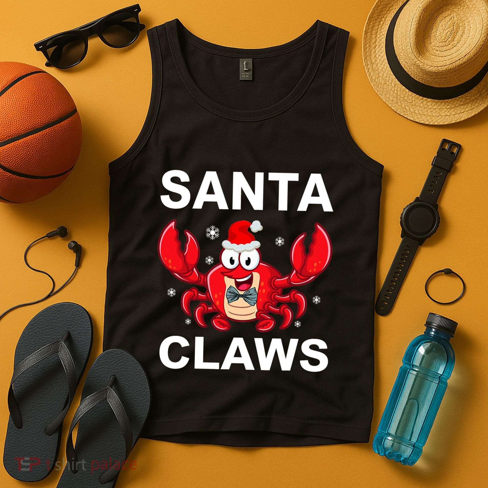 Funny Merry Christmas Santa Claw Crab Crustacean Claus Xmas Tank Top