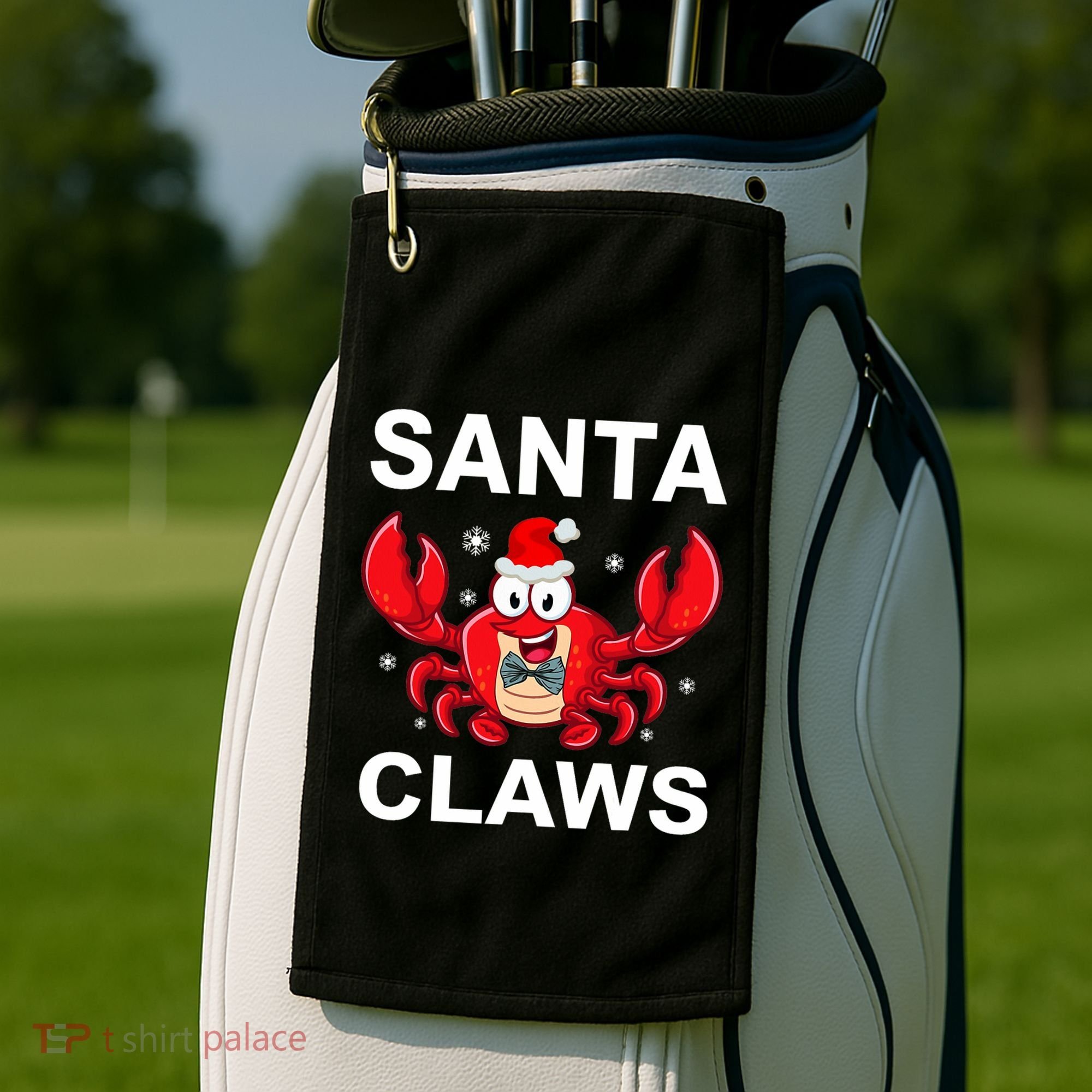 Funny Merry Christmas Santa Claw Crab Crustacean Claus Xmas Golf Towel