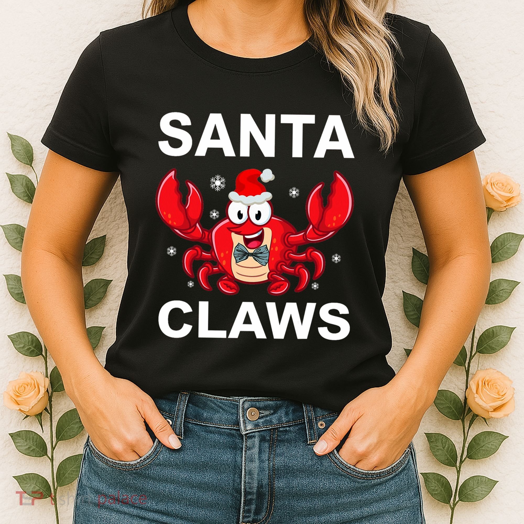 Funny Merry Christmas Santa Claw Crab Crustacean Claus Xmas Women's T-Shirt