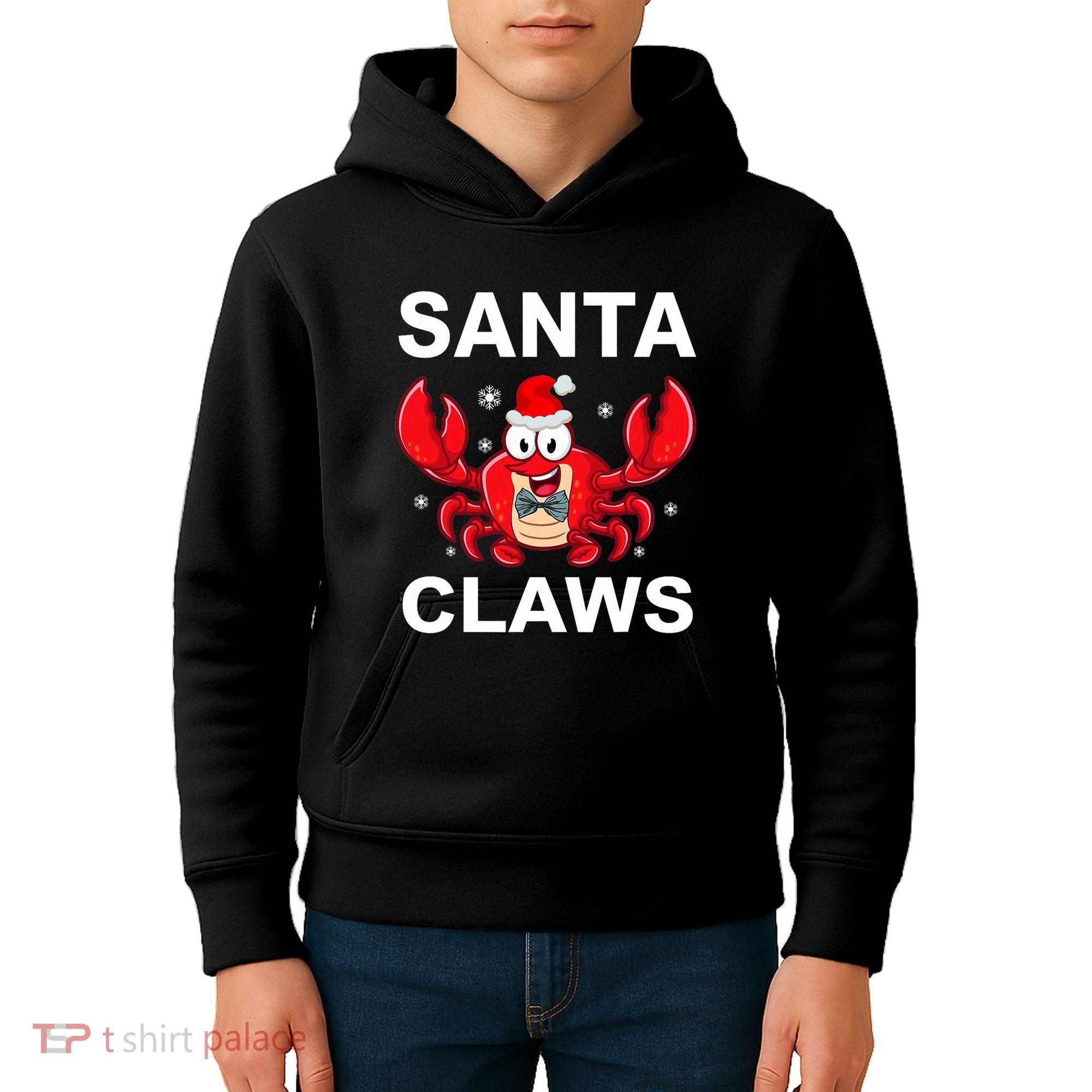 Funny Merry Christmas Santa Claw Crab Crustacean Claus Xmas Kids Hoodie