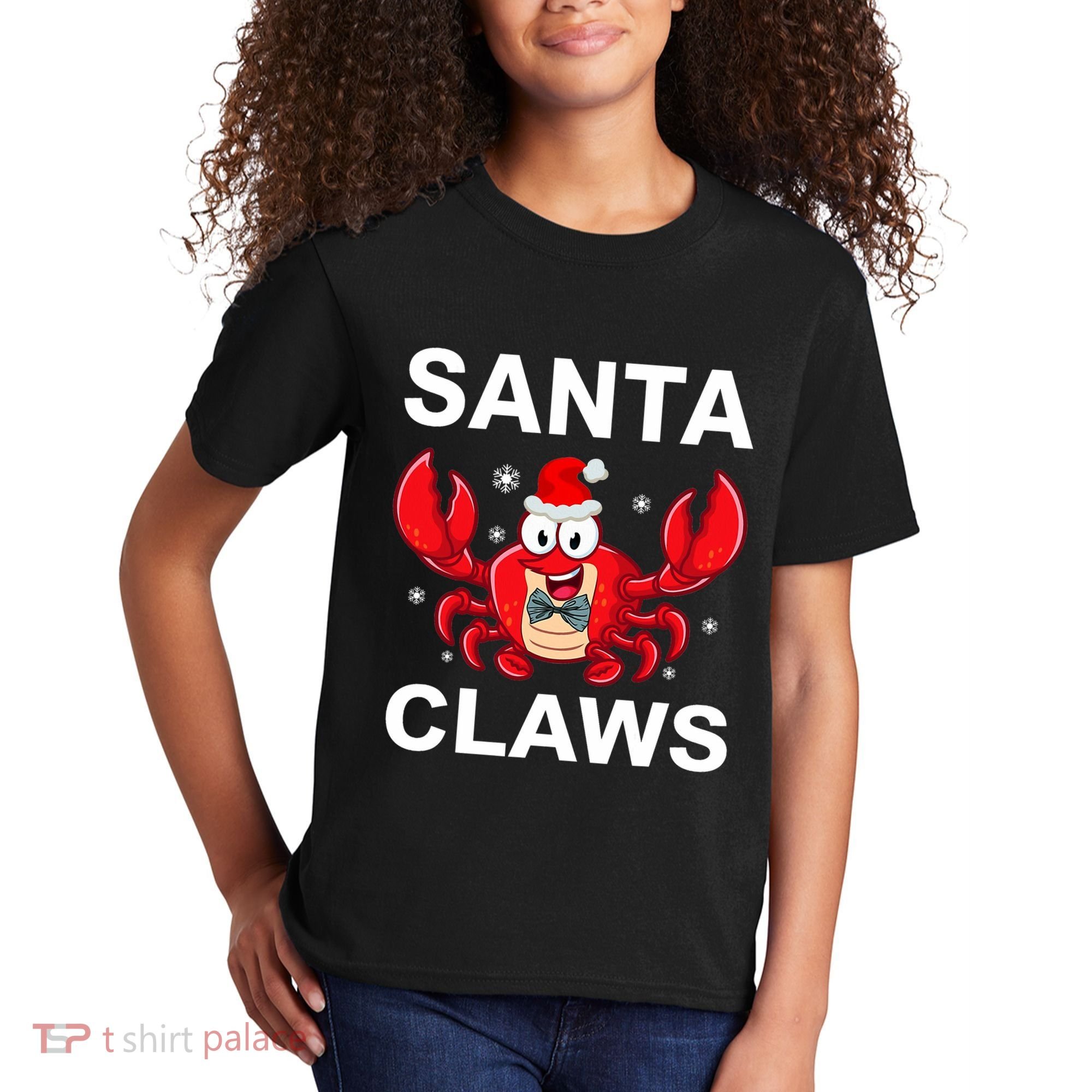 Funny Merry Christmas Santa Claw Crab Crustacean Claus Xmas Kids T-Shirt