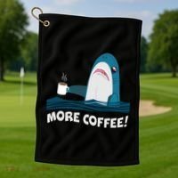 Funny More Coffee Shark Golf Towel thumb 1