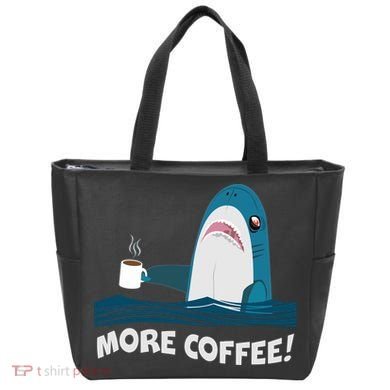 Funny More Coffee Shark Tote Bag