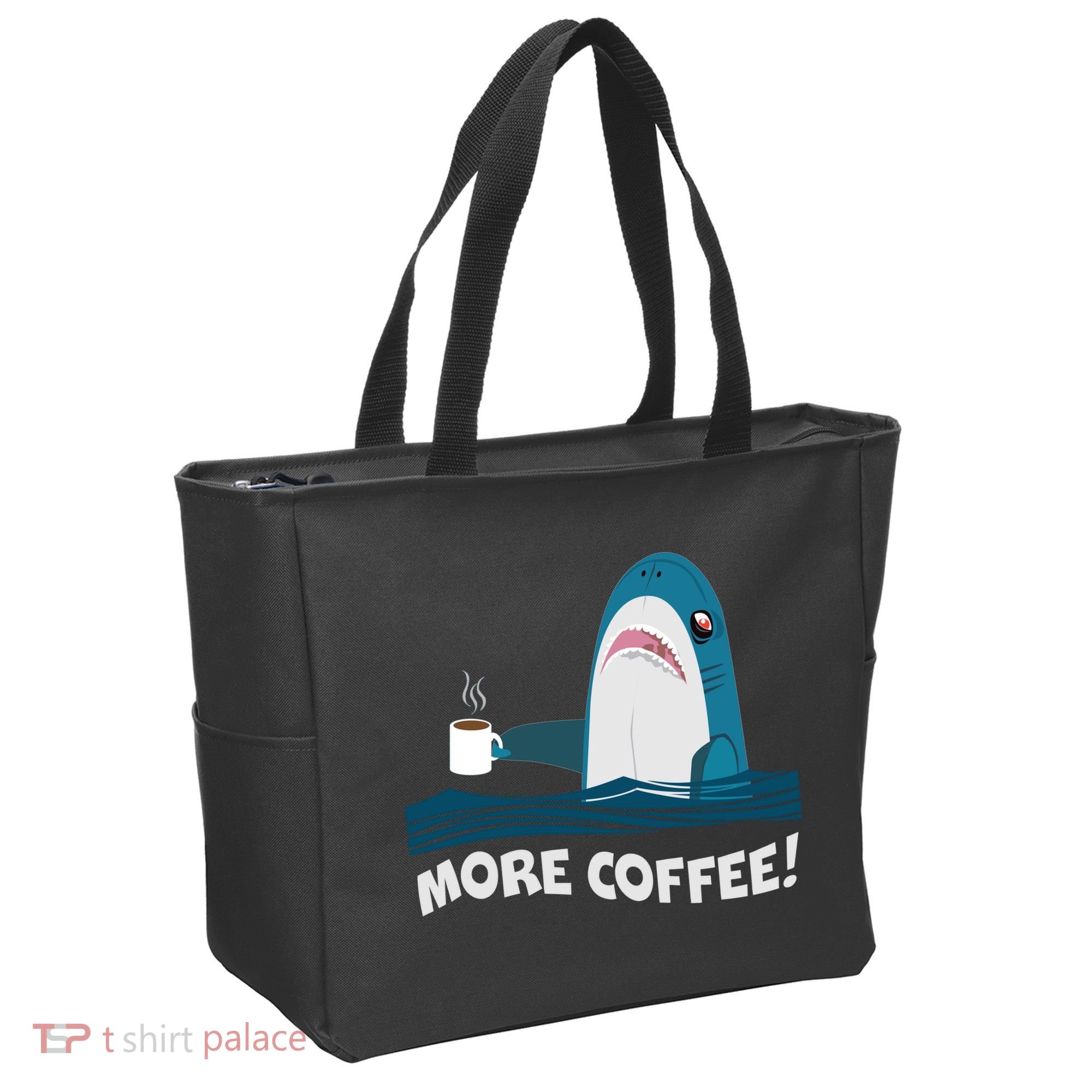 Funny More Coffee Shark Tote Bag