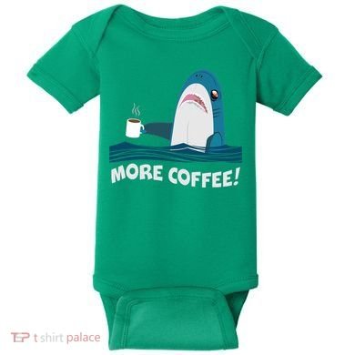 Funny More Coffee Shark Baby Bodysuit