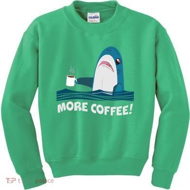 Funny More Coffee Shark Kids Sweatshirt