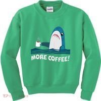 Funny More Coffee Shark Kids Sweatshirt thumb 0