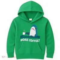 Funny More Coffee Shark Kids Hoodie thumb 0
