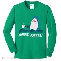 Funny More Coffee Shark Kids Long Sleeve Shirt thumb 0