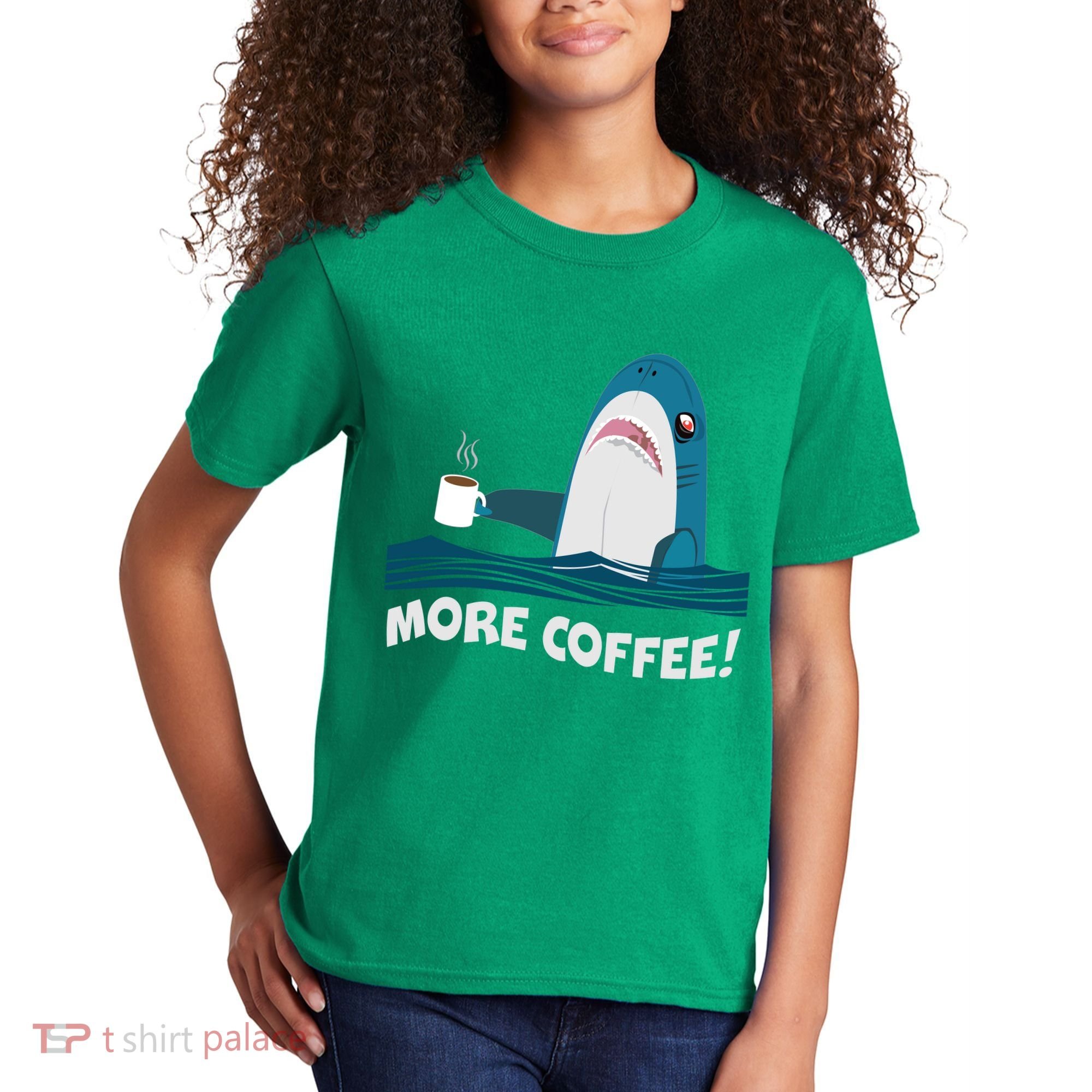 Funny More Coffee Shark Kids T-Shirt