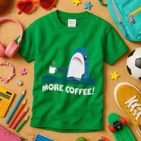 Funny More Coffee Shark Kids T-Shirt thumb 3
