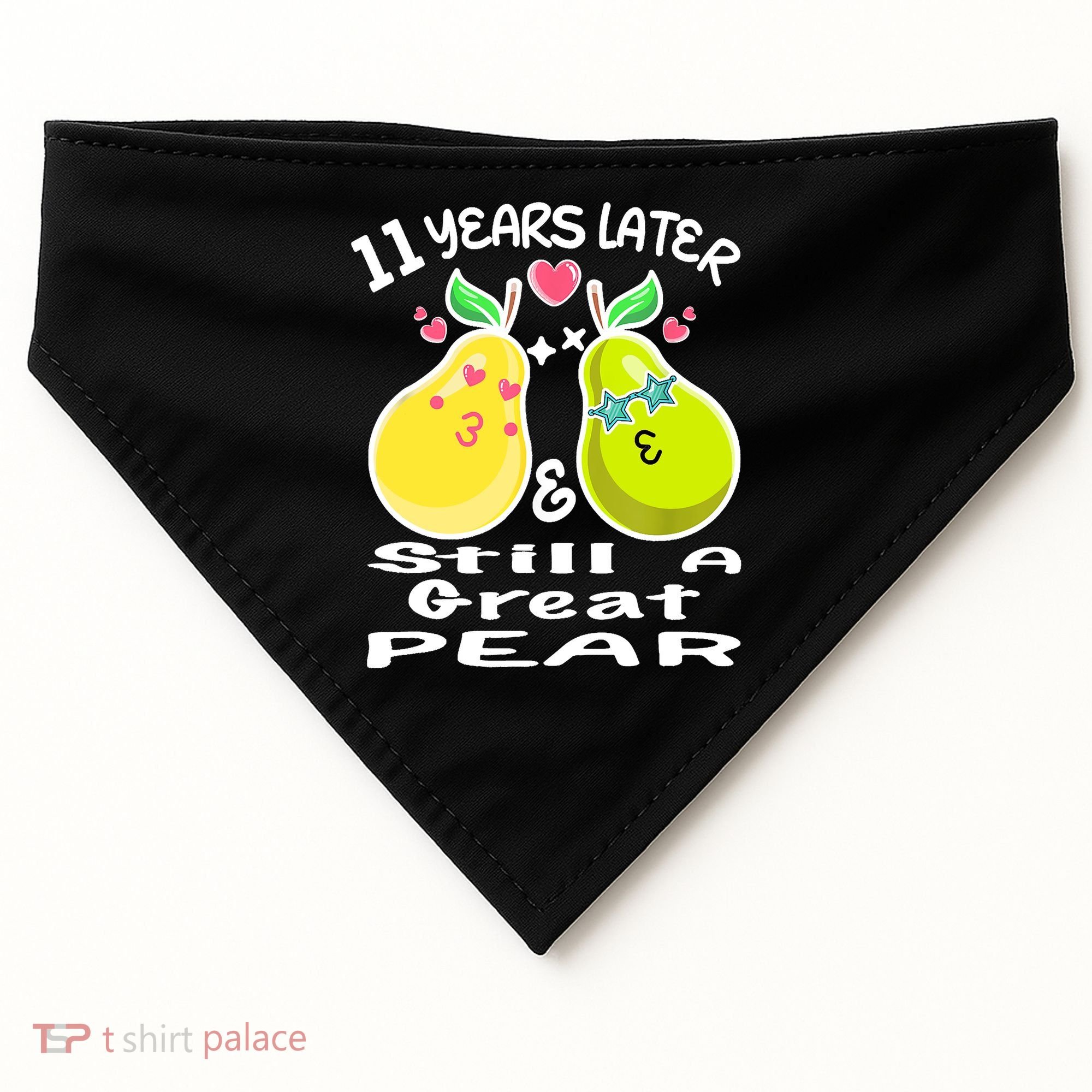 Funny Matching Couple 11th Year Wedding Anniversary USA-Made Doggie Bandana