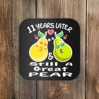 Funny Matching Couple 11th Year Wedding Anniversary Coaster thumb 0