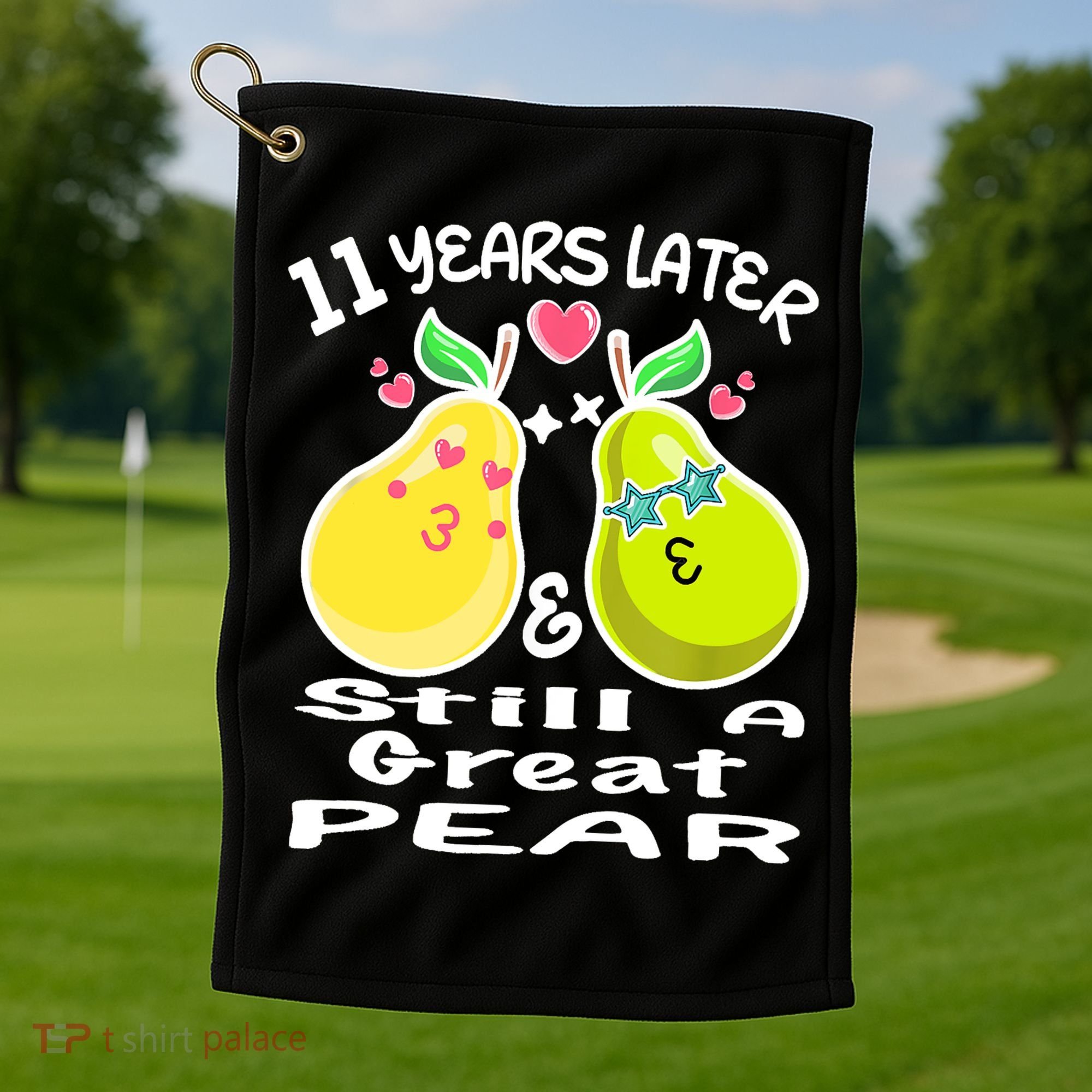 Funny Matching Couple 11th Year Wedding Anniversary Golf Towel