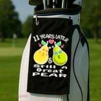 Funny Matching Couple 11th Year Wedding Anniversary Golf Towel thumb 2