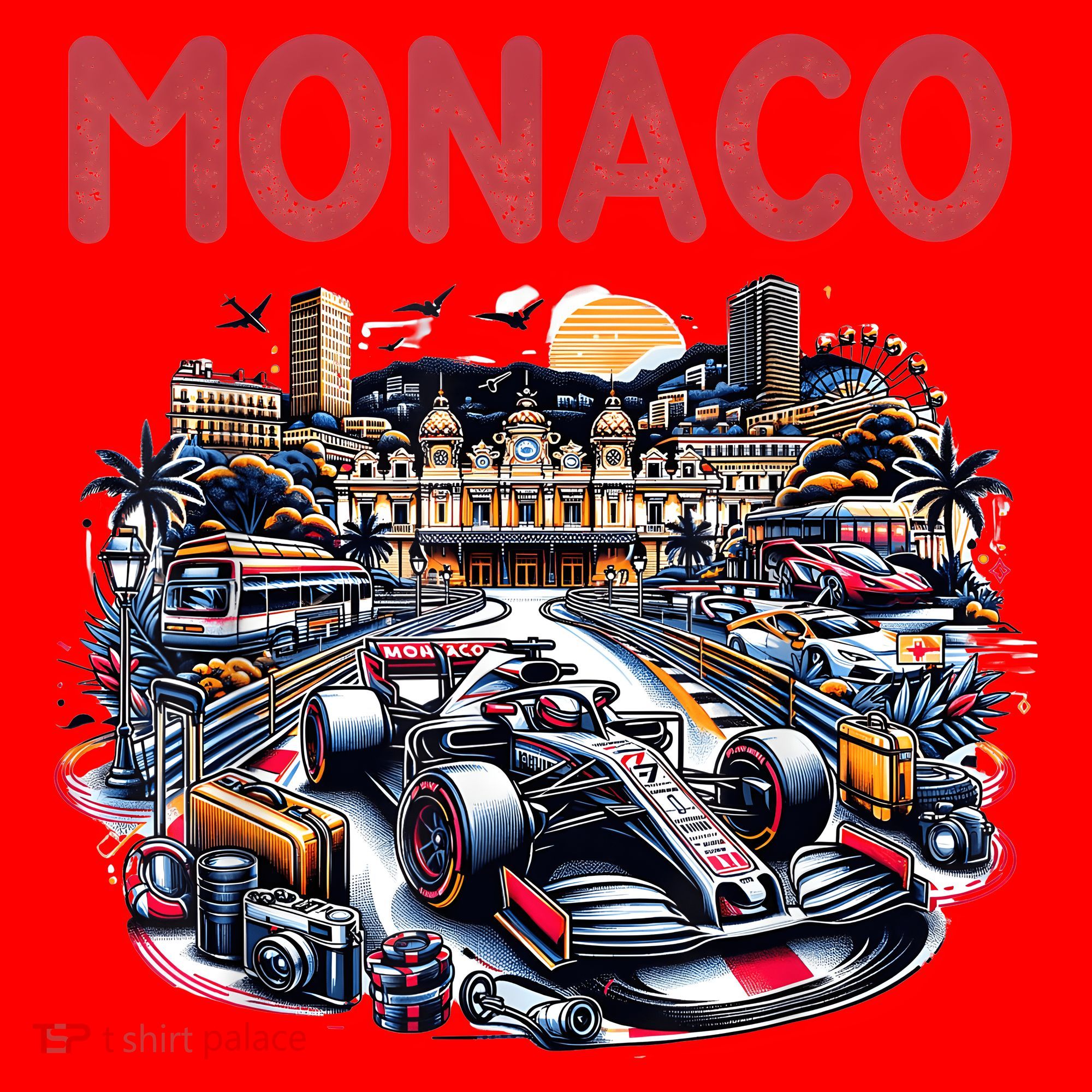Formula Monaco City Monte Carlo Circuit Racetrack Travel Santa Hat