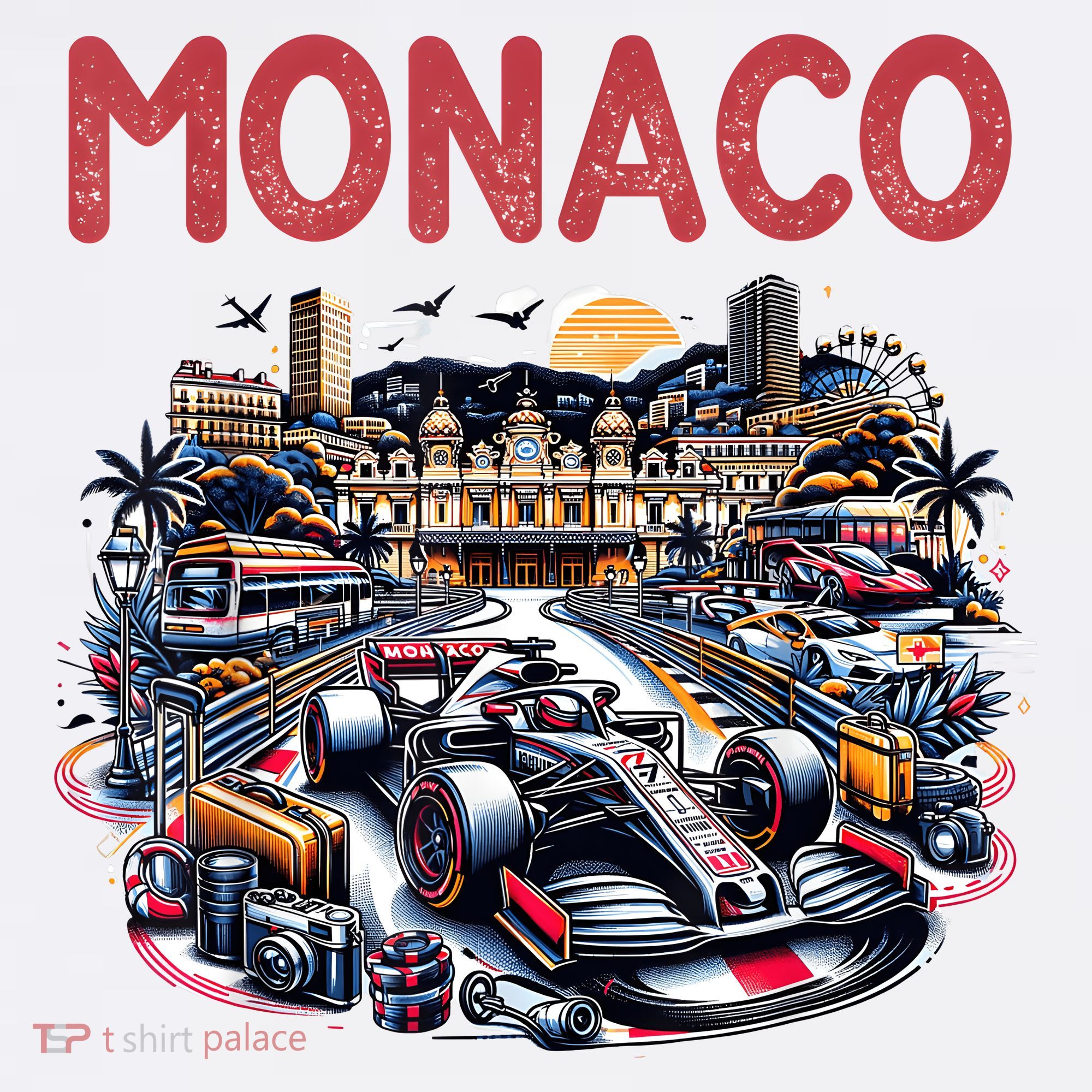 Formula Monaco City Monte Carlo Circuit Racetrack Travel T-Shirt