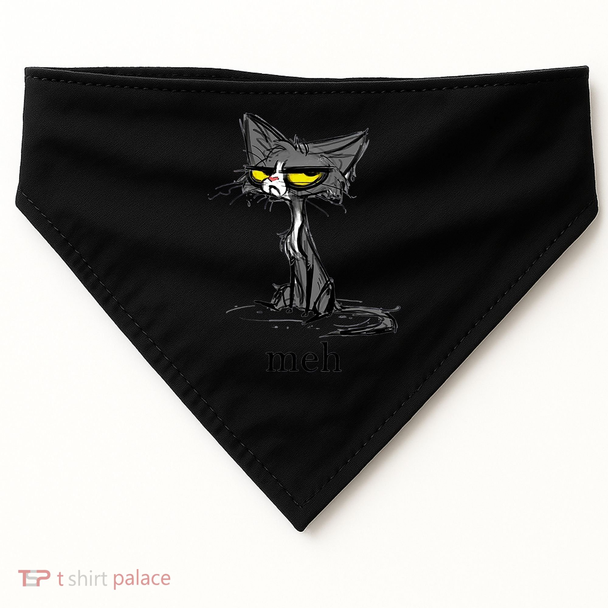 Funny Meh Cat Gift For Cat Lovers USA-Made Doggie Bandana