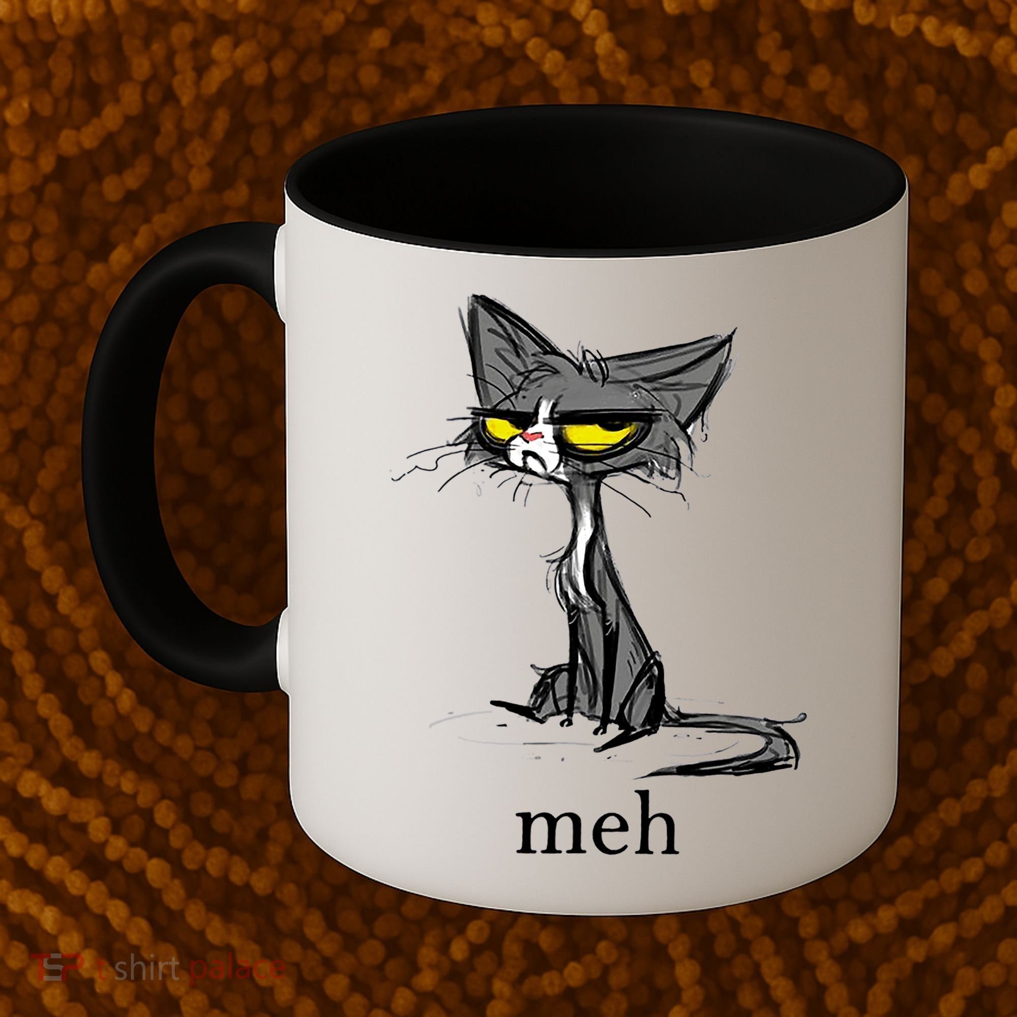 Funny Meh Cat Gift For Cat Lovers Coffee Mug