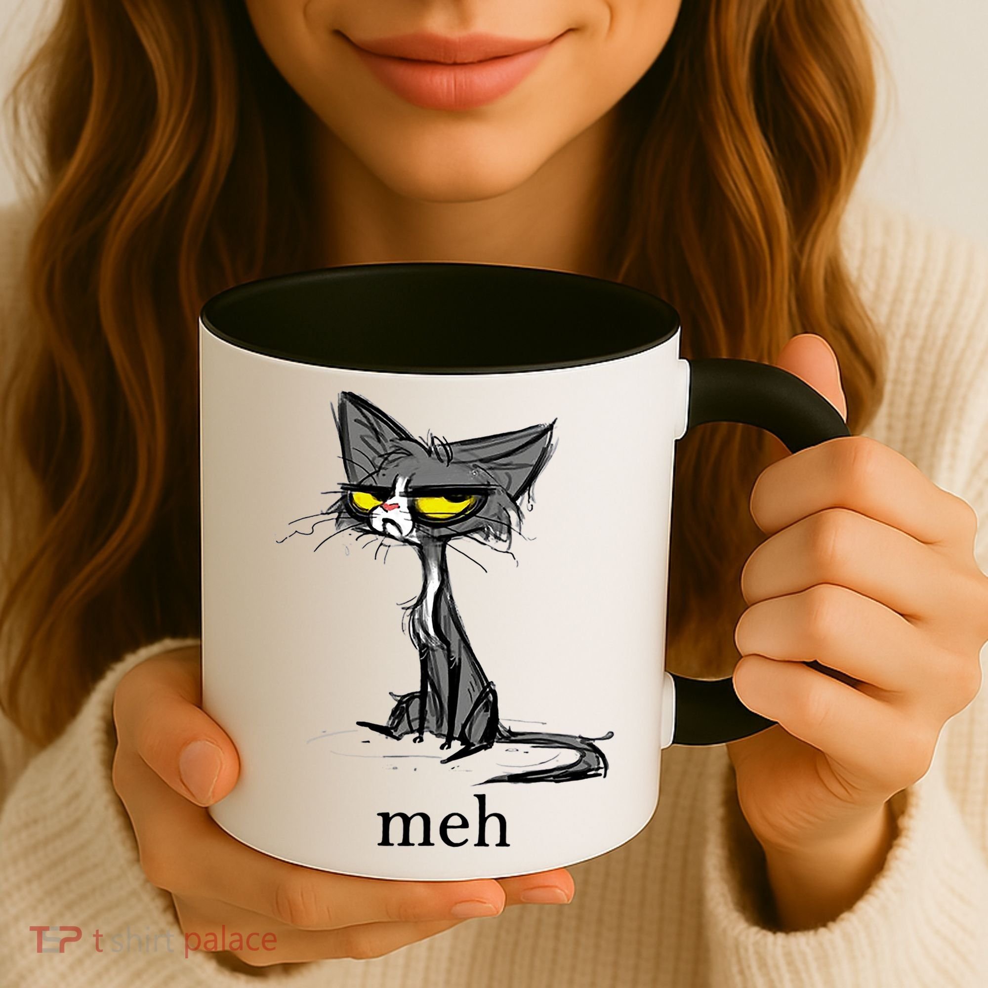 Funny Meh Cat Gift For Cat Lovers Coffee Mug
