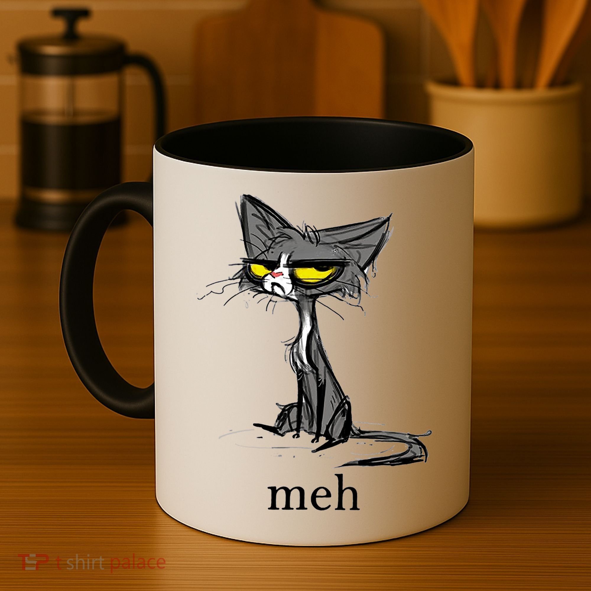 Funny Meh Cat Gift For Cat Lovers Coffee Mug