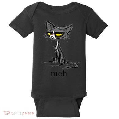 Funny Meh Cat Gift For Cat Lovers Baby Bodysuit
