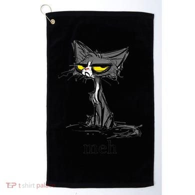 Funny Meh Cat Gift For Cat Lovers Golf Towel