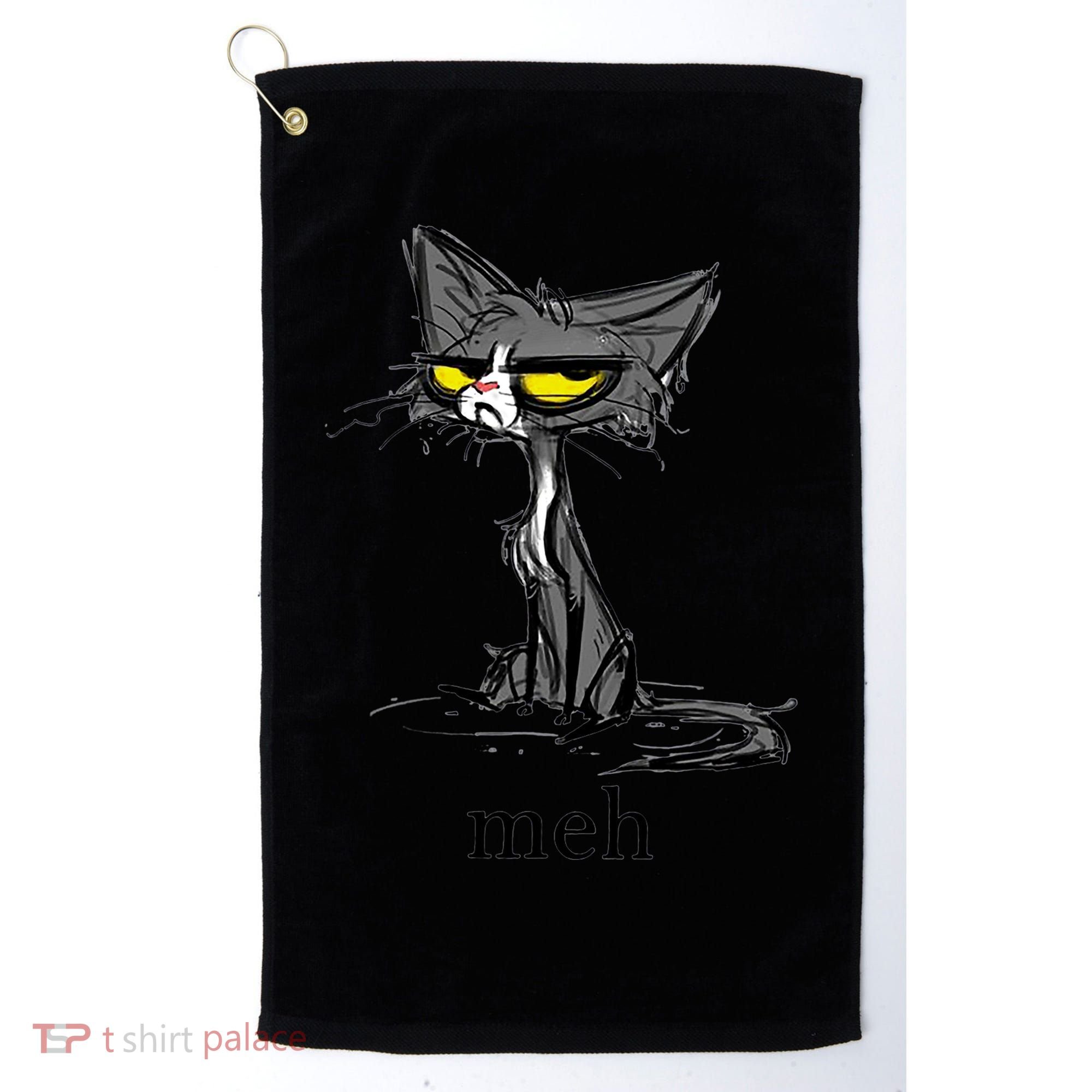 Funny Meh Cat Gift For Cat Lovers Golf Towel