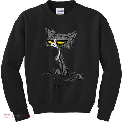 Funny Meh Cat Gift For Cat Lovers Kids Sweatshirt