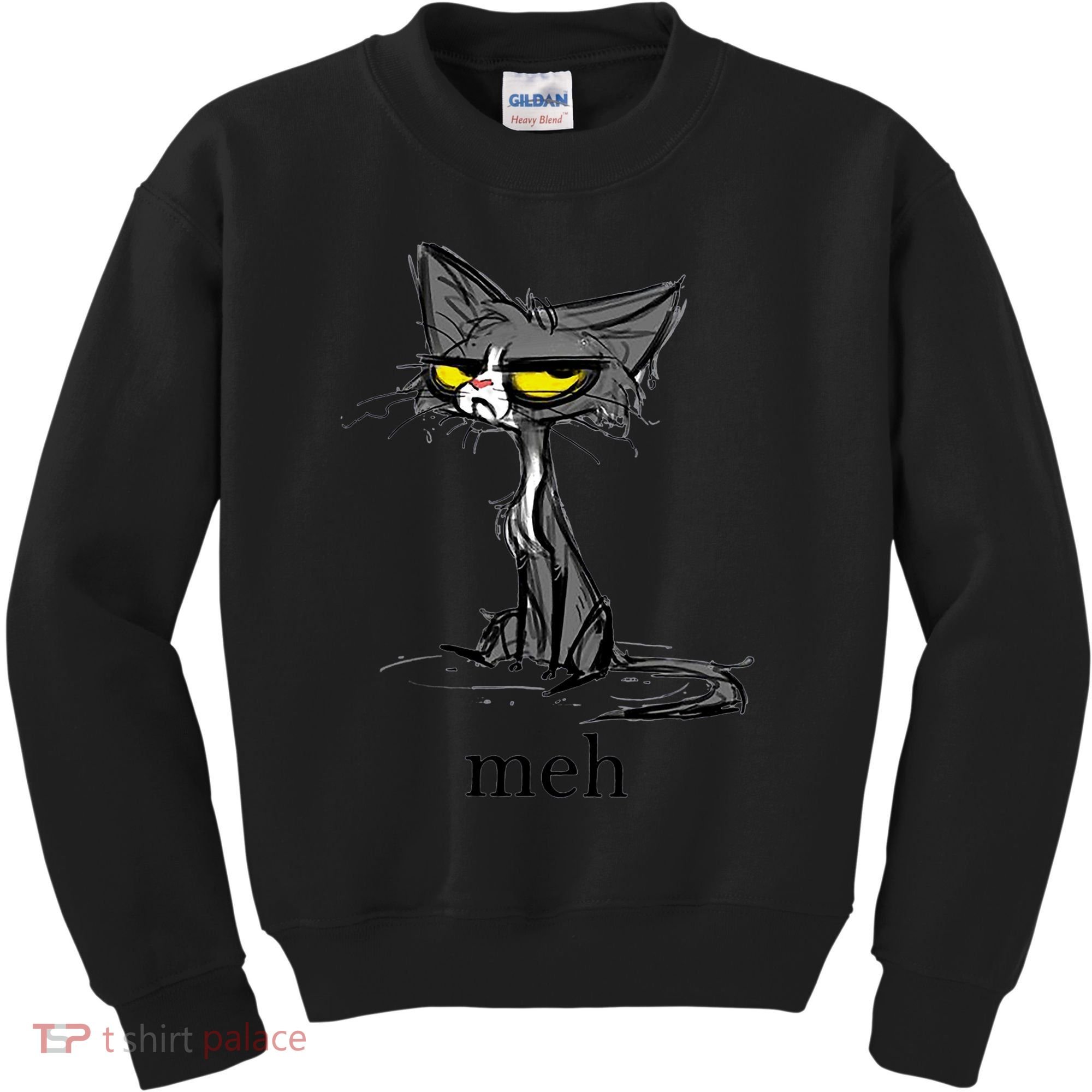 Funny Meh Cat Gift For Cat Lovers Kids Sweatshirt